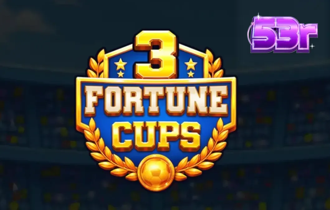 Interface do jogo de slot 3 Fortune Cups com temática de futebol